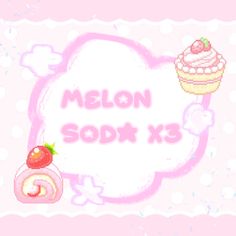 a pink background with an image of a cupcake and a strawberry