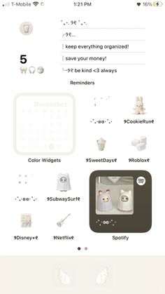 an info sheet with various items on it