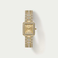 Infinitely classic in nature, Arc invites you to question the concept of time as you know it. The unisex watch features a jewel-like 23 MM X 25 MM rectangular case with a crystal-embellished bezel and 12 genuine diamonds marking each hour on the sunray finish face. Framed with an individual three-link bracelet veiled in 752 crystals, the Arc Single is an iconic piece for everyday wear. Yellow Gold Diamond Watch With Rectangular Dial, Rectangular Yellow Gold Diamond Watch, Yellow Gold Rectangular Diamond Watch For Evening, Luxury Rectangular Diamond Watch With Diamond Accents, Diamond Jewelry With Rectangular Dial For Evening, Evening Diamond Jewelry With Rectangular Dial, Gold Jewelry With Diamond Accents And Rectangular Dial, Modern Watch With Diamond Accents And Rectangular Dial, Modern Diamond Watch With Rectangular Dial And Diamond Accents