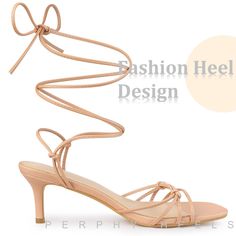 Looking for a stylish and trendy pair of sandals to add to your collection? Look no further than these strappy sandals with a knotted-toe design. The modern look is complemented by a square toe and kitten heel, making them perfect for any occasion. These low-heeled sandals are perfect for adding a cool summer vacation feel to your outfits. These sandals come with knot decor, a square toe, a lace-up closure, and a kitten heel. The vamp is made of faux leather, the outsole of rubber, and the heel Kitten Heel Sandals, Elastic Laces, The Vamps, Toe Designs, Strappy Sandals, Shoe Style, Summer Shoes, Leather Shoes, Open Toe