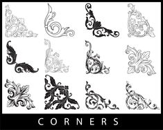 an image of some fancy designs on a white background with the word corners below it