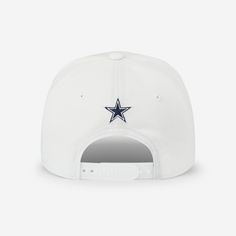 Wear it for all the world to see. Your team spirit will be front and center, when you hitch it to the Dallas Cowboys Monty Script Marquee RF Cap. With an embroidered team logo display and unstructured design featuring a soft curve visor and mid crown, your tailgate fashion just got an upgrade. An adjustable snapback snap closure lets you quickly and easily adjust the fit for the most comfortable feel. Features Embroidered team logo display with raised graphics on front of crown Unstructured, rel White Flat Bill Fitted Hat For Sports Events, White Sports Fan Cap, Sports Fan Baseball Cap With Team Logo, White Snapback Hat For Sports Fans, Team Logo Baseball Cap For Sports Events, Baseball Cap With Team Logo For Sports Events, Team Spirit Baseball Cap With Team Logo, White Snapback Fitted Hat For Game Day, White Collegiate Fitted Hat For Fan Gear