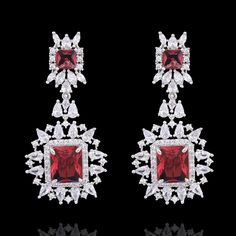 Ruby Jewelry With Diamond Accents For Party, Elegant Red Jewelry Sets With Sparkling Stones, Glamorous Red Jewelry With Sparkling Stones, Formal Ruby Jewelry Sets With Sparkling Stones, Red Sparkling Crystal Jewelry, Elegant Ruby Jewelry Sets For Party, Elegant Ruby Jewelry Sets With Matching Earrings, Formal Red Sparkling Jewelry, Glamorous Red Cubic Zirconia Jewelry