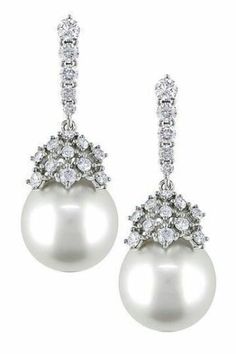 Glam Barbie, Real Diamond Earrings, Tiffany Jewelry, Sea Pearl, Pearl Diamond, Gorgeous Jewelry, Pearl Drop Earrings, Pearl Drop, White Pearl