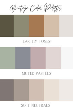 the color scheme for earth tones and neutrals, with text that reads soft neutrals