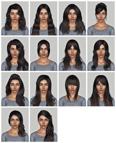 many different images of a woman's face with various hair types and expressions,