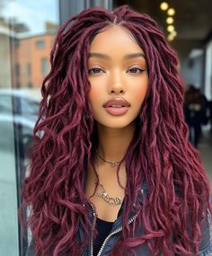 Mahogany Locs J99 Hair Color, Black Women With Locs, Women With Locs, Red Pixie Cuts, Holiday Updo