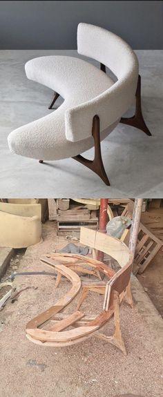 two different types of furniture sitting on top of each other in the process of being made