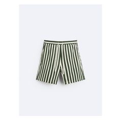 Relaxed fit shorts made of linen and viscose fabric. Adjustable elastic waistband with drawstring. Front pockets and back zip detail. Zara Cotton Bottoms With Built-in Shorts, Striped Cotton Bottoms For Summer, Striped Cotton Summer Bottoms, Striped Short Leg Summer Bottoms, Striped Short Leg Bottoms For Summer, Zara Green Short Bottoms, Zara Green Shorts, Zara Summer Shorts With Short Legs, Zara Green Shorts For Summer