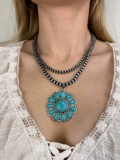 Relax and enjoy your shopping - everything is just $27 Spring Bohemian Turquoise Jewelry, Turquoise Beaded Jewelry For Spring, Turquoise Bead Necklaces, Turquoise Beads, Flower Shape, Charm Necklace, Beaded Necklace, Jewelry Necklaces, Turquoise