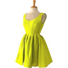 Donna Karan, Skater Dress, Vintage Boutique, Color Trends, Pleated Skirt, Lime Green, Bodice, Sleeveless Dress, Boutique