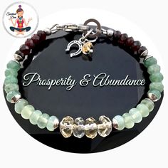 PROSPERITY ABUNDANCE Healing Crystal Reiki Gemstone Luck Bracelet Spiritual Gemstone Bracelets For Good Luck, Spiritual Agate Crystal Bracelet For Healing, Green Crystal Bracelet For Spiritual Healing, Crystal For Abundance, Green Gemstone Spiritual Bracelets, Prosperity Bracelet, Energy Jewelry, Citrine Beads, Crystal Beads Bracelet