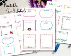 printable_to_fabric_quilt_labels_1 I Spy Quilts, Printable Fabric Sheets, Personalized Quilt Labels, Custom Quilt Labels, Embroidered Quilt Labels, Printable Fabric, Quilting Stencils, Personalized Pencils, Fabric Pen