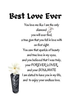 a white flower in a black vase with the words best love ever