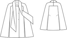 the front and back view of a cape with ties on it, as well as an apron