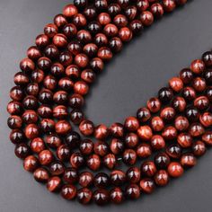 "Bead size: 4mm, 6mm, 8mm and 10mm; Please choose size from the drop down list when purchasing. Strand length: approximately 15.5\" Price is per strand. Guaranteed 100% natural Red Tiger Eye not treated in any way... The rich caramel red color is absolutely stunning and not enhanced in anyway! We usually ship every day from Mon-Sat (except postal office holidays) and will do our best to ship on the same day when payment is received. Approximate number of beads per 15.5\" strand 2mm in diameter- Drop Down List, Office Holiday, Red Tigers Eye, Tiger Eye Beads, Natural Red, Tiger Eye, Red Color, Beaded Necklace, Beads