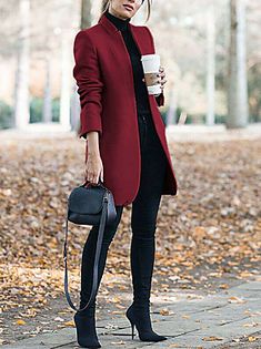 Celana Kargo, Long Wool Coat, Long Trench, Collared Coat, Maxi Robes, Long Sleeves Coats, Woolen Coat, Winter Jackets Women, Casual Blazer