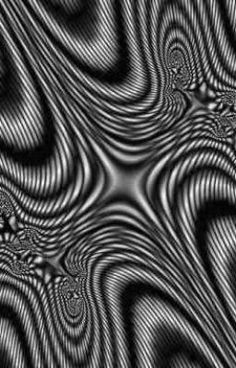 an abstract black and white background with wavy lines in the center, as if it is moving