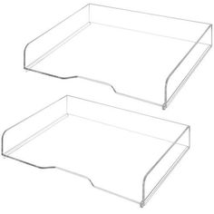 Clear Acrylic Stacking Desktop Document Trays, Set of 2 - MyGift Modern Office Spaces, Contemporary Office Decor, Folder Storage, Desktop File Organizer, Zero 2, Storage Trays, Wood Bookends, Modern Office Space, File Organizer