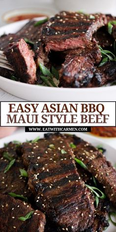 Transport your taste buds to the tropics with Asian BBQ Maui Style Beef! This mouthwatering dish is a delicious blend of savory and sweet, featuring tender bbq short ribs marinated in a flavorful maui style sauce. Perfect for lovers of hawaiian dishes and hawaiian food, this recipe offers a taste of the islands right in your own kitchen. Elevate your BBQ game with this delightful twist on classic bbq recipes and beef recipes, perfect for a satisfying meat dishes option or a traditional hawaiian plate lunch. Grill Beef Recipes, Meat Jun Hawaii Recipe, Hawaiian Bbq Beef, Beef Asian Recipes, Hawaiian Ribs, Asian Beef Recipes, Maui Ribs, Kalbi Recipe, Hawaii Foods