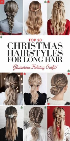 Christmas Hairstyles For Long Hair, Cute Curls, Simple Updos, Curly Updos, Stylish Updos, Curls Braids, Casual Christmas Party, Easy Curls, Curly Styles