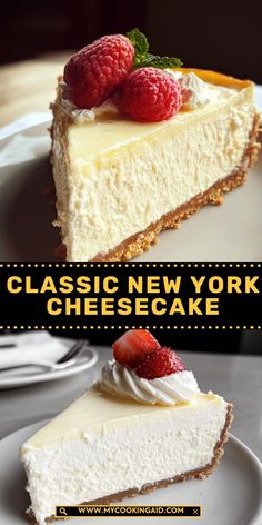 This New York cheesecake recipe is a crowd-pleaser, combining a classic rich filling and graham cracker crust with the perfect balance of sweetness. A slice of heaven in every bite! Cheesecake Recipes Oreo Crust, New York Cheesecake Recipes Best, Pie Recipes With Graham Cracker Crust, Cheese Cakes Recipes Classic, Classic Cheesecake Recipes, Cheese Cakes Recipes Easy, Creamy Cheesecake Recipes, Cheesecake Topping Ideas, 6 Inch Cheesecake Recipe