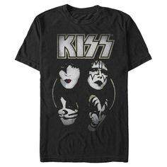 Dust off the leather pants, grab the vinyl records, and apply the face paint in these officially licensed tees for men and juniors from the classic metal band KISS! Featuring Gene Simmons, Paul Stanley, Peter Criss, and Ace Frehley, these tees are sure to bring back old memories and bring out the metal in your heart. Grab the hair spray and rock on! Size: large. Color: black. Gender: male. Age Group: adult. Pattern: Celebrity. Material: Cotton. Kiss T Shirt, Band Kiss, Shadow Face, Peter Criss, Old Memories, Ace Frehley, Paul Stanley, Men Kissing, Gene Simmons