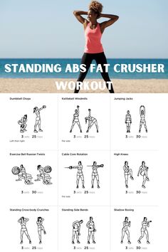 Standing Ab Workout Gym, Ab Workouts Standing, Upright Ab Exercises, Core Burner Workout, Static Abs Workout, Ab And Back Workout At Home, Ab Workout For Women With Weights, Standing Upper Ab Workout, Fat Burning Ab Workout