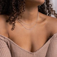 Layering just got easier with the Monet Duo Chain. A dainty snake chain sits atop a sparkling twist chain, otherwise known as a Singapore chain. An effortless and edgy layered look is just one clasp away. Material: High Quality Solid 925 Sterling Silver Finish: Sterling Silver ∙ 18K Gold Featuring a Minimalist Layered Necklace Set with a 14 inch Snake Chain layered with a 15 inch Singapore Chain, length is adjustable up to 2 inches SKU: RR-NR066 Caitlyn Minimalist, Bone Choker, Necklace For Women Gold, Sideways Initial Necklace, Dainty Initial Necklace, Dainty Diamond Necklace, Layered Necklace Set, Metal Working Tools, Geometric Pendant