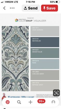 the color scheme for sheryln williams's new wallpaper collection, which is available