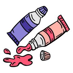 an image of two crayons falling out of the paint bottle illustration on white background