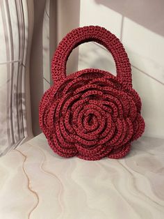 "Handmade handbag \"Rose\" color marsal. This handbag will decorate any item in your wardrobe. A great gift idea for your mother, wife or sister. Every product in my store is made with love. Therefore, I will be glad if you order it from me. This handbag is made of high-quality macrame cord made in Turkey. Such a handbag can be washed at a temperature of 30, hand wash The height of the handbag is 30 cm width 24 cm With love NataliUk" Gift Shoulder Bag With Top Carry And Round Handle, Handmade Shoulder Bag With Round Handle For Shopping, Elegant Handmade Bags With Round Handle, Small Pink Elegant Bag, Small Elegant Pink Bag, Top Handle Shoulder Bag As A Gift, Small Handmade Shoulder Bag As Gift, Small Handmade Shoulder Bag For Gift, Handmade Burgundy Bag For Daily Use