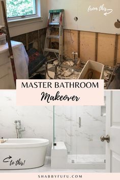 If you’ve always wanted to remodel your master bathroom, you'll want to read this post! Use our master bathroom renovation project to get an idea of how the before and after process really is like and tons of tips and ideas on how to remodel your master bathroom! dream master bathroom farmhouse style | bathroom interior design | renovation projects Master Bath Remodel Ideas, Modern Luxe Bathroom, Bathroom Interior Design Luxury Modern, Luxury Modern Bathroom, Bathroom Interior Design Modern, Bathroom Transformation, Makeover Tips, Bathroom Farmhouse Style