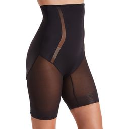 You'll more than manage to make your outfit look amazing with this figure-sculpting bottom. Targets problem areas from tummy to thighs. Made of nylon and elastane. Soft elastic is sewn onto inner waist. Powermesh lining at tummy helps pull in and smooth out your waistline. Sheer mesh cutouts at front help with airflow and visually accentuate your shape. High rise delivers smoothing nearly all the way up to your bra. Center back seam gives a close, body-sculpting fit. Sheer powermesh legs target Black Sculpting Shapewear With Built-in Shorts, Black Sculpting Bottoms With Built-in Shorts, Sculpting Smoothing Bottoms Mid-thigh Length, Sculpting Smoothing Mid-thigh Bottoms, Sculpting Shapewear With Contoured Waistband, Mid-thigh Length, Sleek Nylon Compression Bottoms, Sleek Compression Nylon Bottoms, Fitted Short Leg Shapewear With Contoured Waistband, Fitted Shapewear With Contoured Waistband And Short Leg