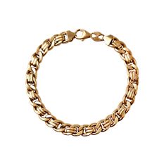 A chain to cherish! This vintage Italian chain bracelet is made of 14K gold. The design is a modified curb chain; it has the classic look with the addition of double bars between the links. The unisex bracelet has substantial weight in spite of its hollow construction. It is highly polished and has a large lobster claw clasp.   Vintage: 1990s Materials:  14K Yellow Gold Marked: 14K, Italy, 585, EG Length: 8" Width: 5/16" Weight: 7.0 dwt / 11 g / .35 ozt Condition: Very Good vintage condition; a Pink Topaz Ring, Italian Chain, Curb Chain Bracelet, Resize Ring, Yellow Gold Jewelry, Unisex Bracelets, Bracelet Vintage, Topaz Ring, Curb Chain