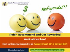 an advertisement for refer and get re - rewarded with two smiley faces next to each other