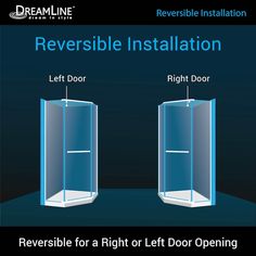 two doors with the words reversible installation left door right door and right door open