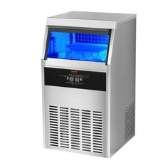 an ice machine with blue lights on it