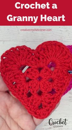 crochet a granny heart with text overlay