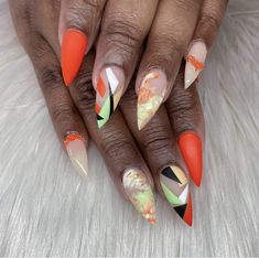 Freestyle Nails, Sns Nails Colors, Stilleto Nails Designs, Neon Acrylic Nails, Natural Nail Designs, Nail Design Inspiration, Her Nails, Colorful Nail Designs, Pretty Nail Art