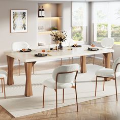 70.8 Dining Table, Sturdy Rectangular Kitchen Table for 6-8 Tribesigns Rectangle Dinner Table, Rectangular Kitchen Table, Chic Dining Table, Rectangle Kitchen Table, Rectangle Kitchen, Rectangular Kitchen, Modern Kitchen Tables, Dinner Room, White Dining Table