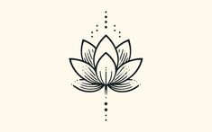 a black and white drawing of a lotus flower