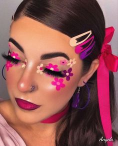 Spring Fantasy Makeup, Spring Makeup Looks Creative, Clown Ideas, Makeup Pride, Spring Eye Makeup, Birthday Makeup Looks, Flower Makeup, Pride Makeup