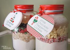 two jars filled with different types of cookies