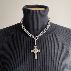 This Chain Link Necklace With Double Sided Cross Pendant Is Made Of Solid Sterling Silver. The Cross Is Removable And Both The Chain And Cross Can Be Worn Separately. Please Look At Photos To See Both Sides Of The Cross. This Necklace Has A Very Good Weight On It Because The Links Are Solid Silver Not Hollow. The Chain Is 16” Long And The Cross Is 2” Long. Silver Chain Link Necklace, Chain Link Necklace, Link Necklace, The Cross, Sterling Silver Chain, Cross Pendant, Sterling Silver Chains, Chain Link, Womens Jewelry Necklace