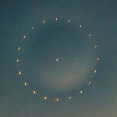 a circular object is shown in the sky with many small objects on it's side