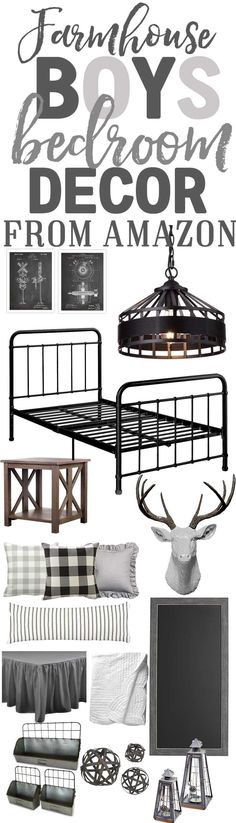 a collage of various items that include bedding, pillows and other things in black and white