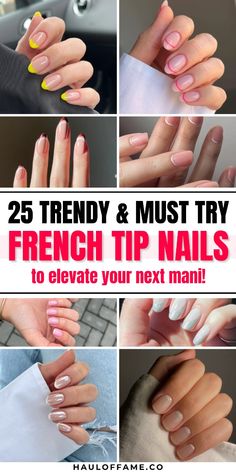 Elevate your manicure game with these trendy French tip nail designs! From short nails to colored tips and a touch of glitter, these ideas will keep you on top of the latest trends. Save this pin to get inspired for your next nail art session!

French nails | french tip nails | french manicure | french tips | french tip acrylic nails | french nail designs September Nails Art, Nails September, Moon Manicure, Nails French Tip, French Tip Nail Designs, Fall Manicure, Classic French Manicure, Seasonal Nails