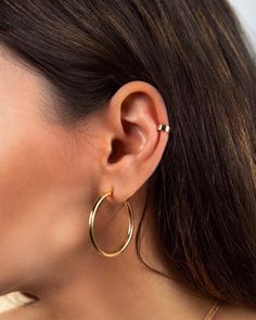 Simple Ear Cuff, Hoop Earrings Large, Tube Hoop Earrings, Cuff Earring, Minimal Earrings, Big Hoop Earrings, Gold Ear Cuff, Silver Ear Cuff, Ear Cuff Earings