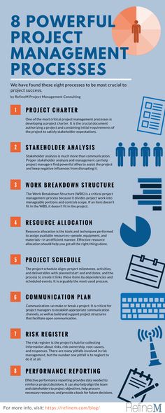 the eight steps to successful project management in an effective way info poster, flyer or brochure